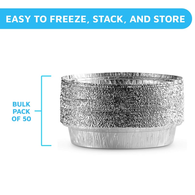 MontoPack 9â€ Round Aluminum Foil Pans | Disposable Containers with Straight Walls for Storing, Serving, Baking & Reheating | Freezer and Oven Safe, Recyclable, USA-Made | 50-Pack of Tins for Meal Prep - Image 4